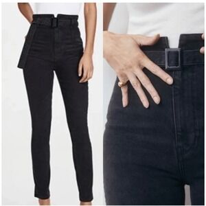 Reformation Black Wash BeltedKayo‎ High Rise Jeans Size 25